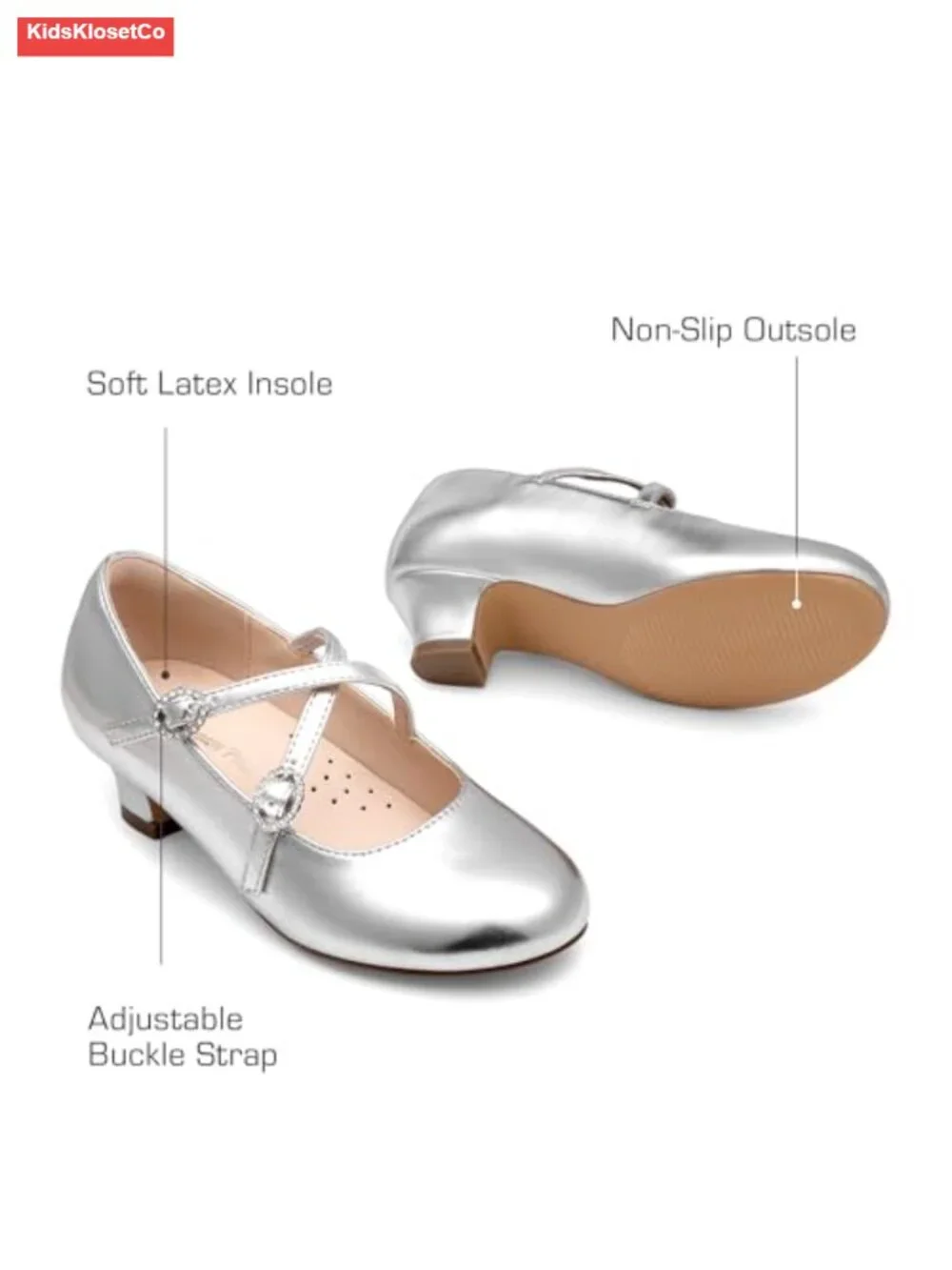 Girls Mary Jane Pumps with Low Heel for Weddings & Parties